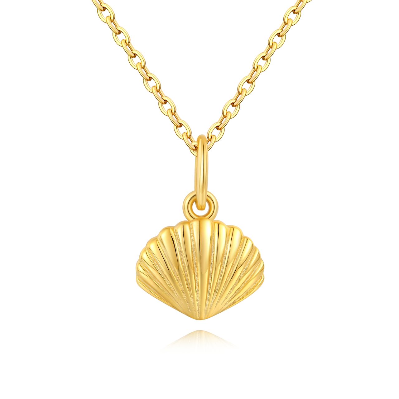 Tiny Clam Pendant in Sterling Silver - Gold Plated