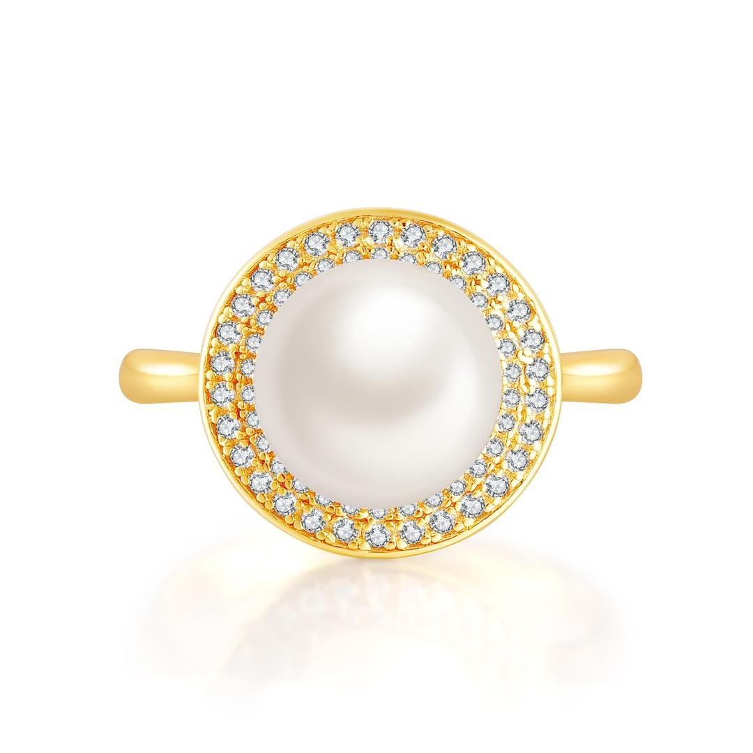 Pearl Halo Ring - Gold Plated