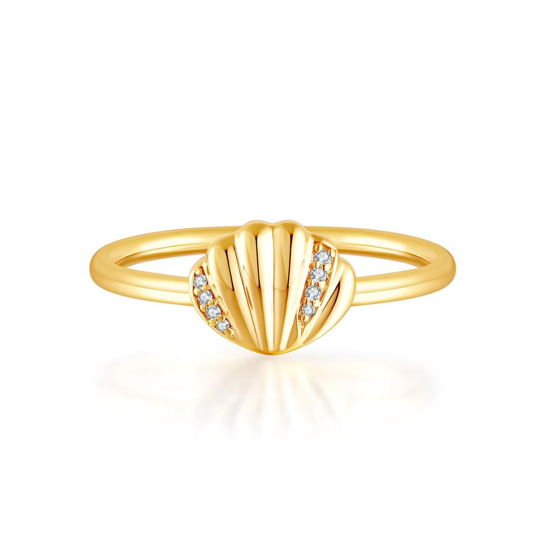 Mini Clam Ring - Gold Plated