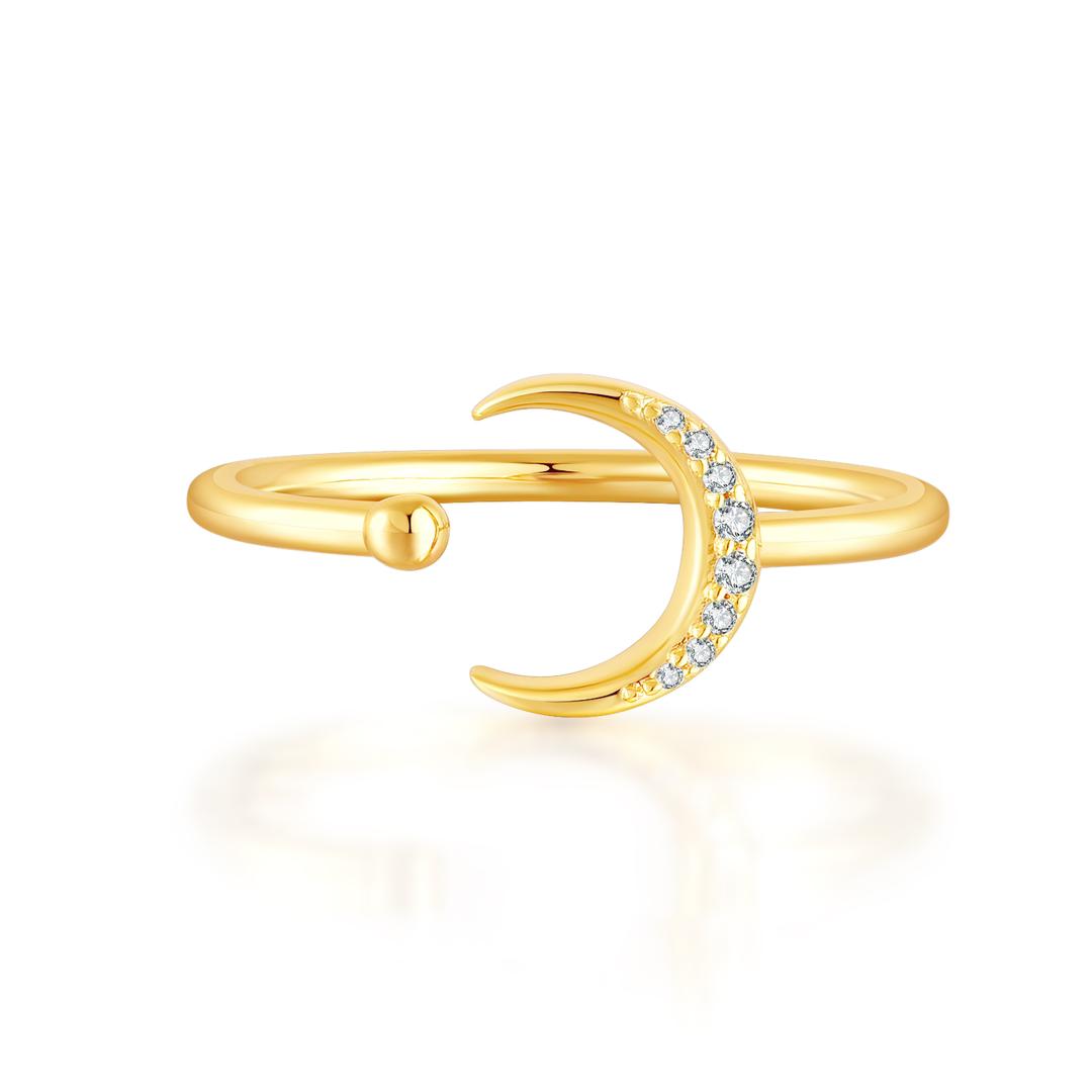Mini Moon Adjustable Ring - Gold Plated