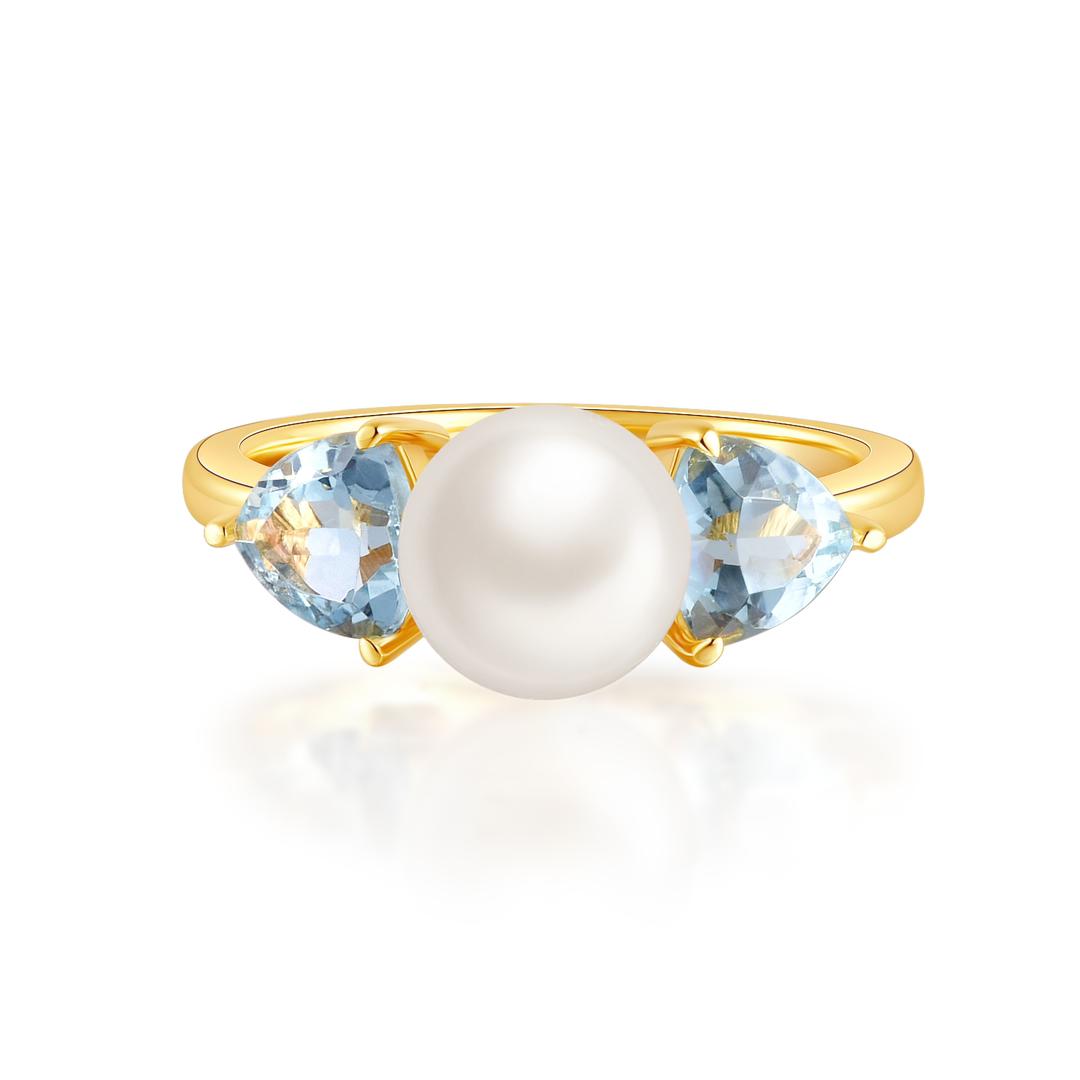 Pearl Topaz Ring - Gold Plated