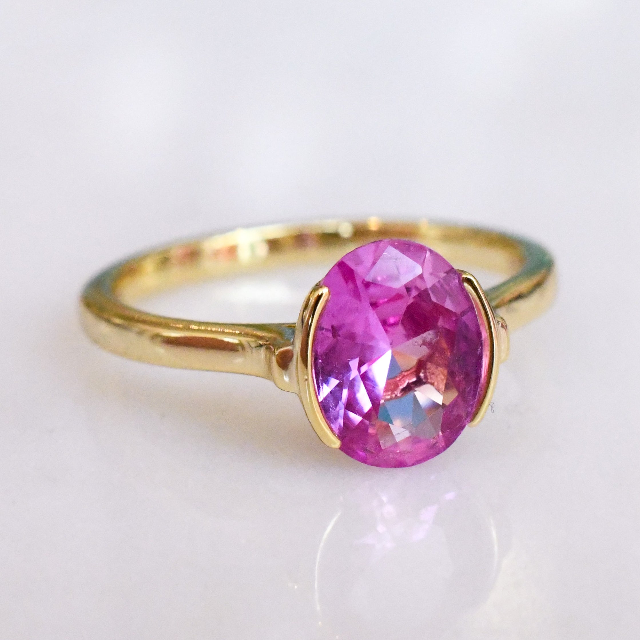 Belle Sterling Silver Pink Ring - Gold Plated