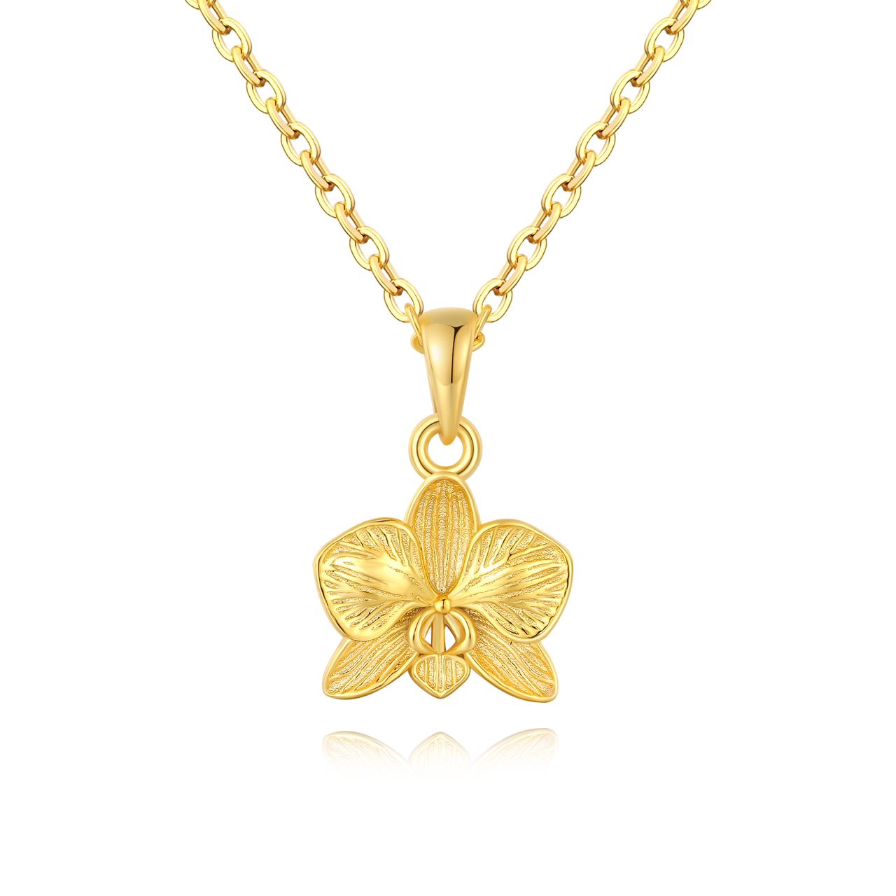 Tiny Orchid Pendant in Sterling Silver - Gold Plated