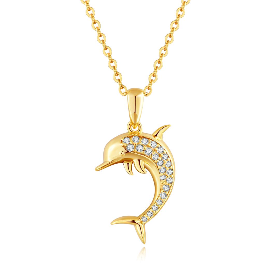 Tiny Dolphin Pendant - Gold Plated