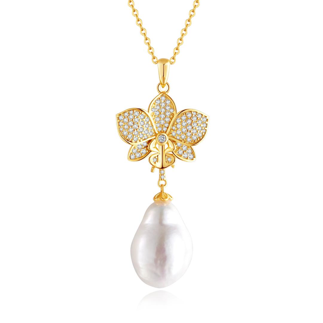 Orchid Pearl Pendant - Gold Plated