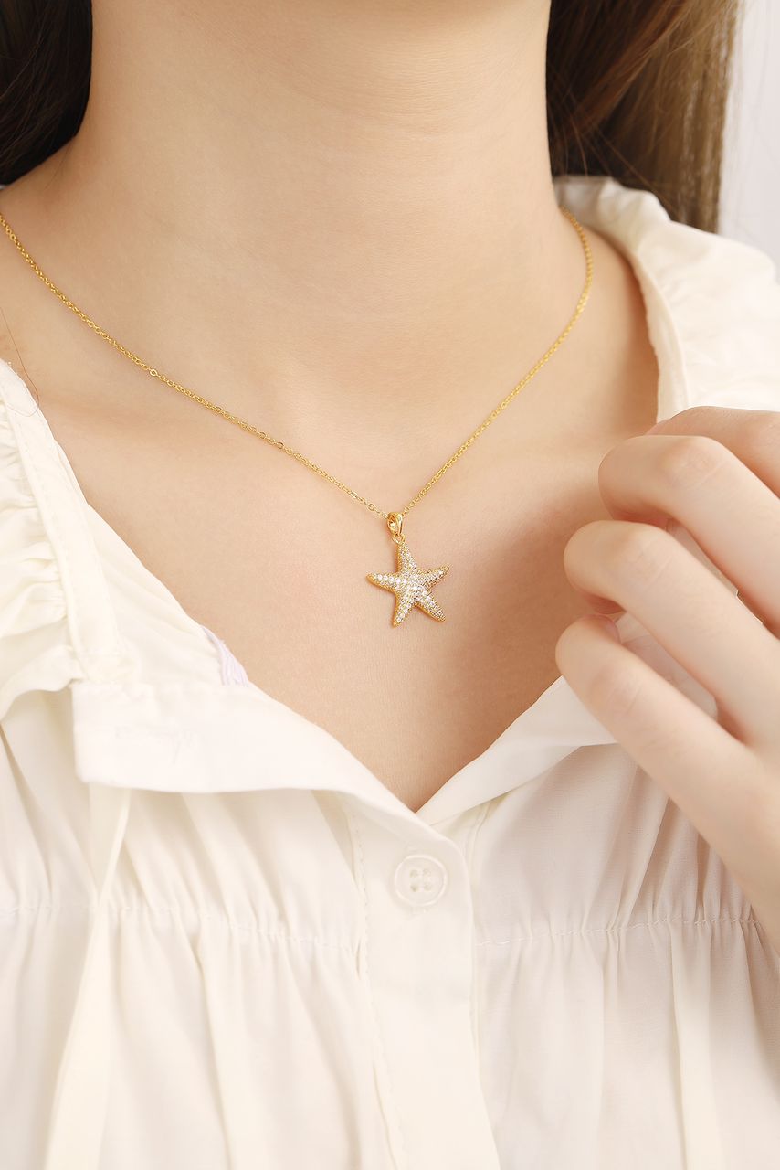 Starfish Pendant in Sterling Silver - Gold Plated