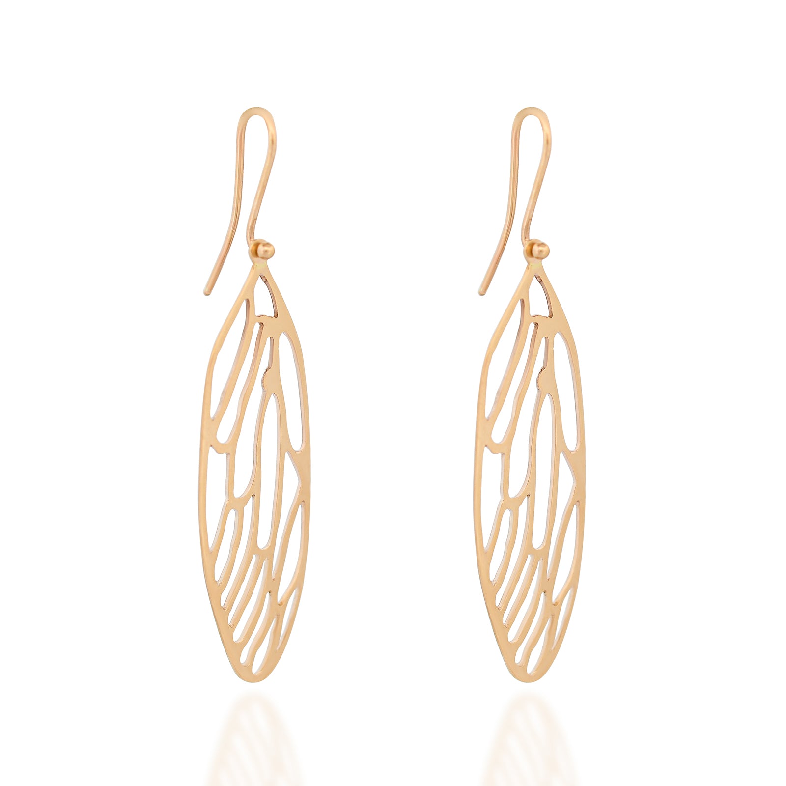 Yellow Gold Cicada Wing Earrings