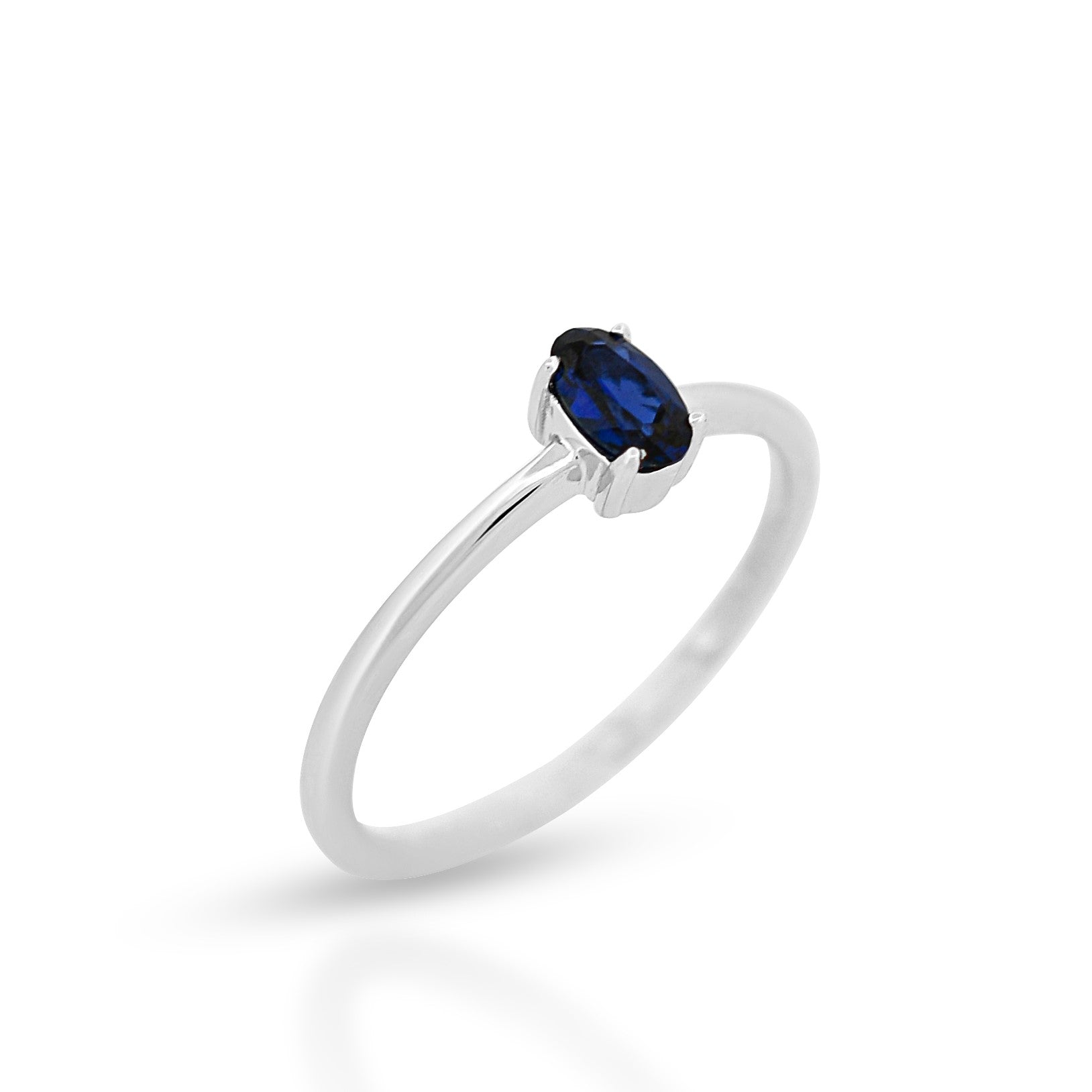 Petite Sapphire Ring in Sterling Silver - Deep Blue