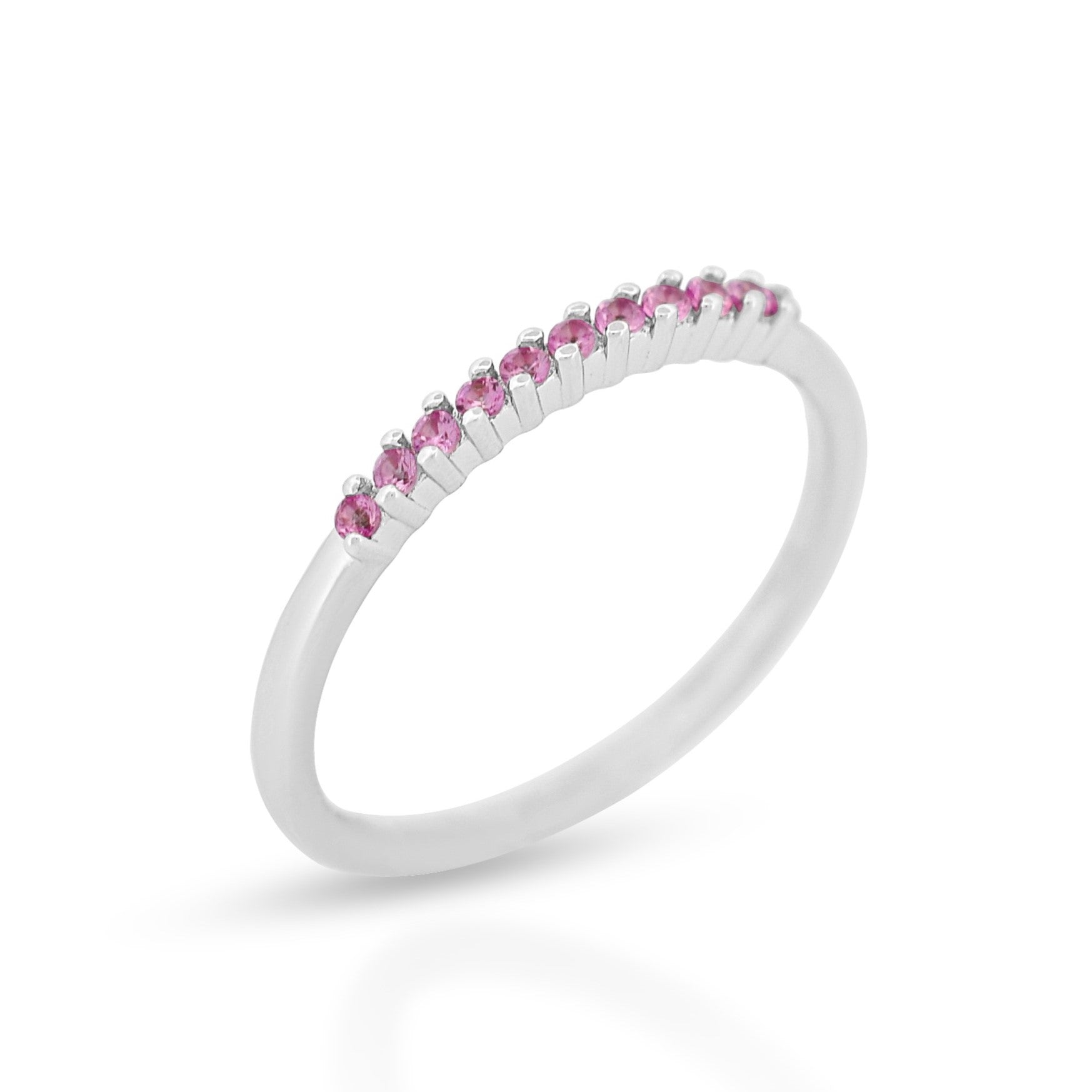 Mini Sapphire Stack Ring in Sterling Silver Pink