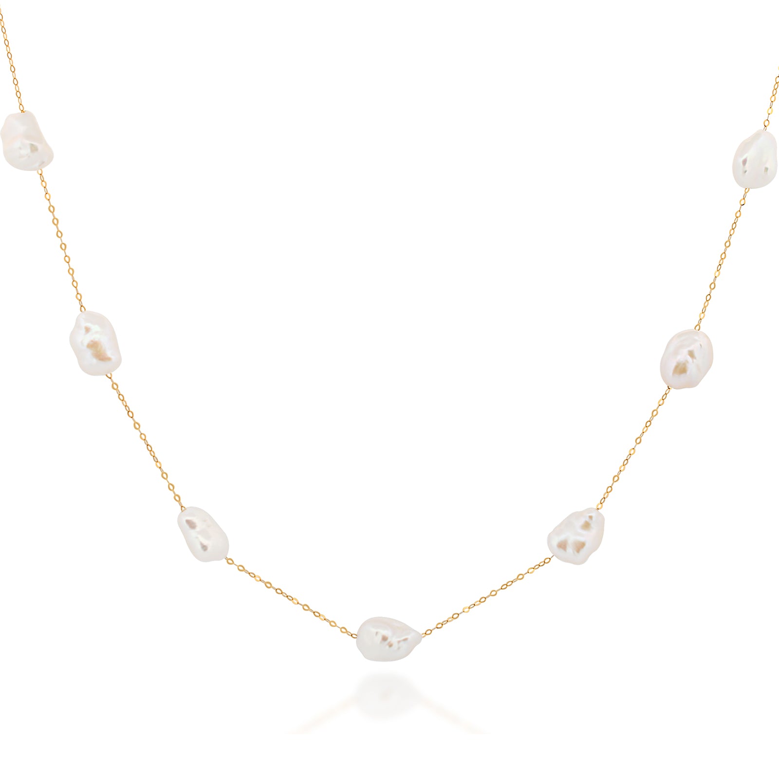 Floating Keshi Pearl Necklace in 18ct Yellow Gold