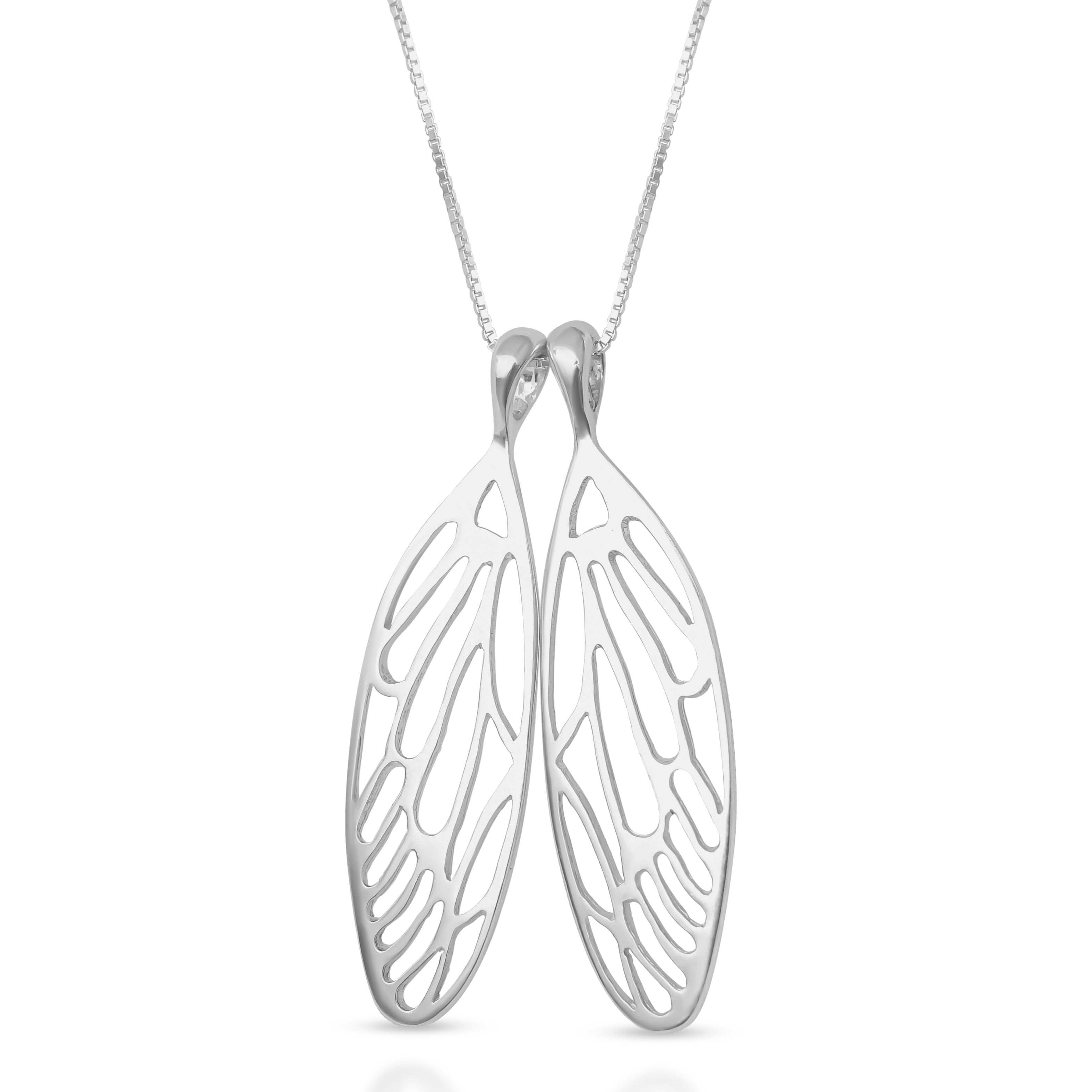 Medium Cicada Wing Necklace in Sterling Silver
