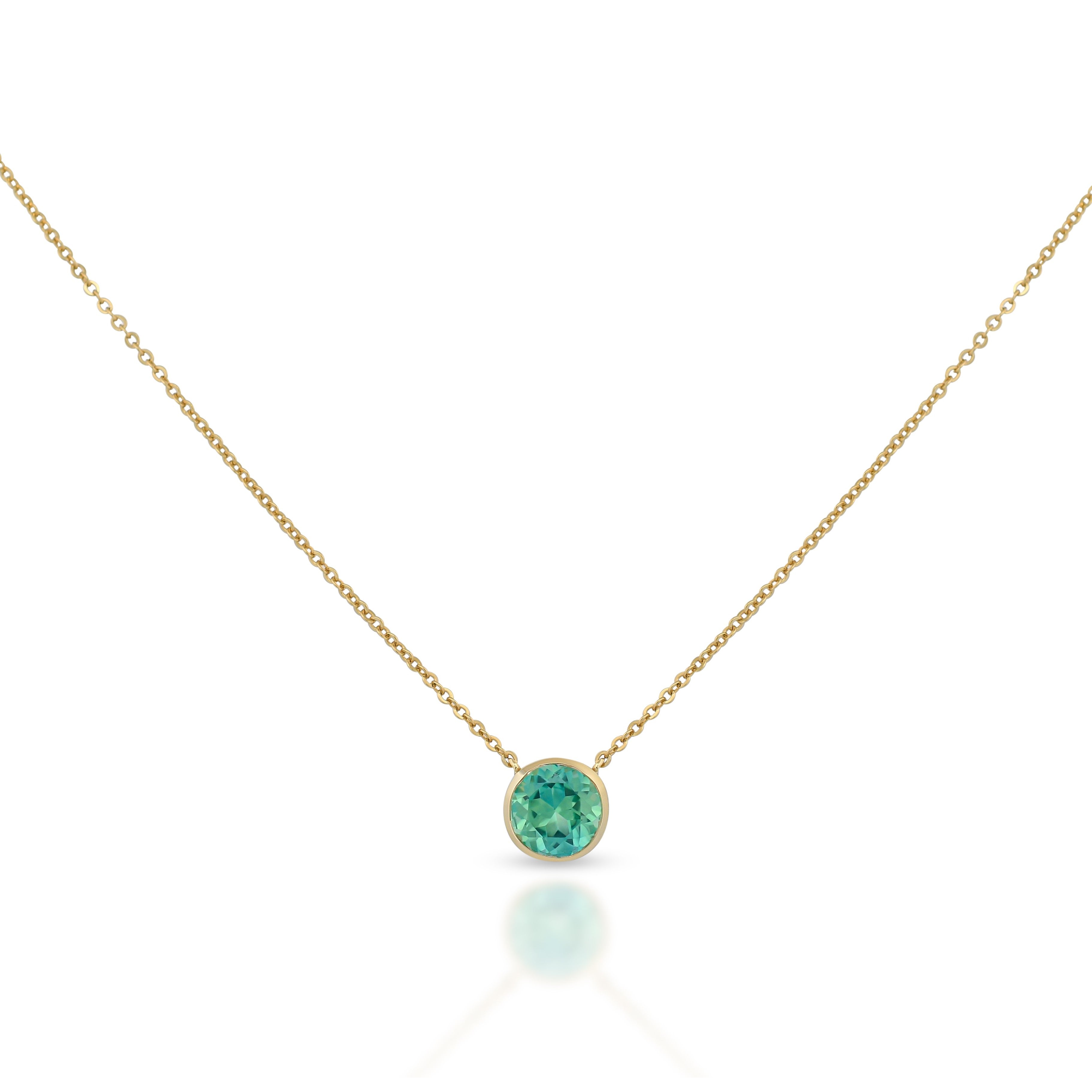 Floating Mint Sapphire Pendant- Gold Plated