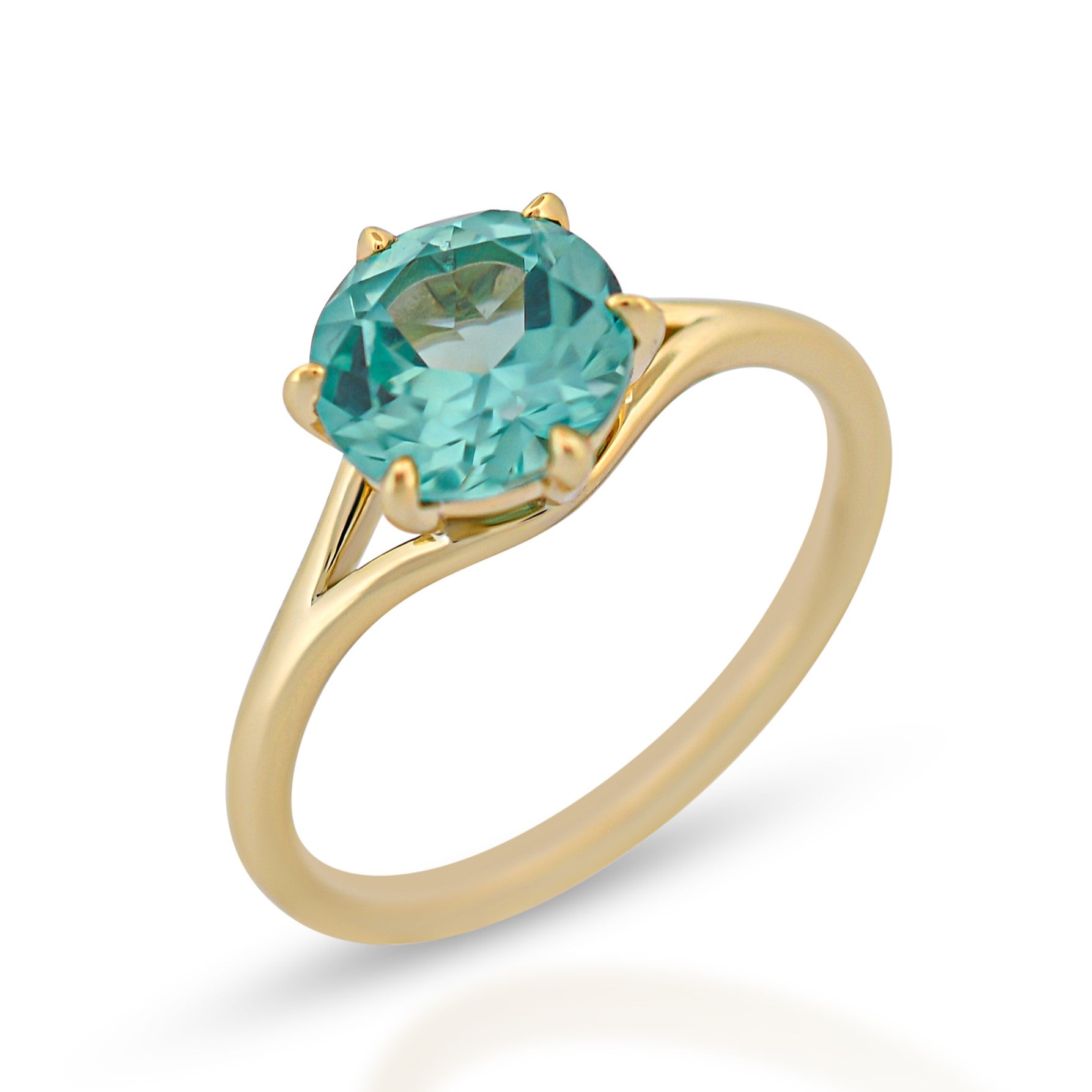 Split Band Gold Plated Sapphire Ring - Mint