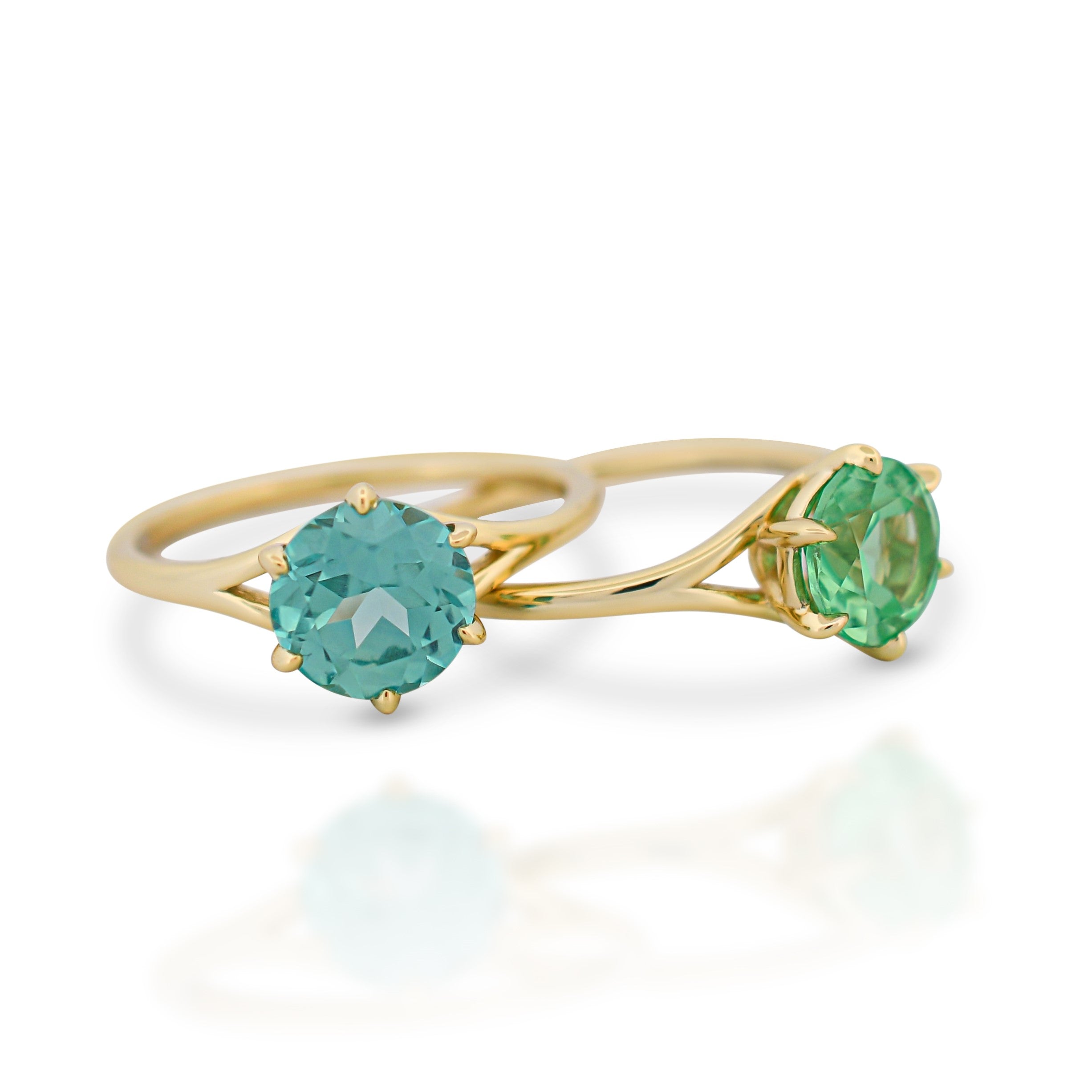 Split Band Gold Plated Sapphire Ring - Green