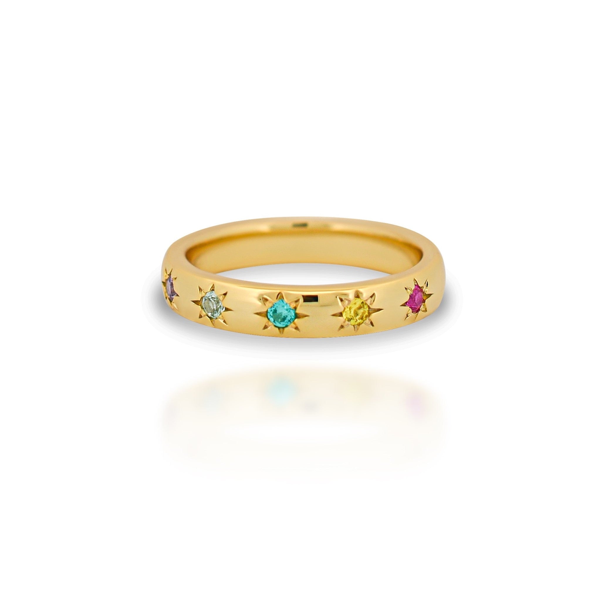 Rainbow Star Ring in Gold Plated Sterling Silver