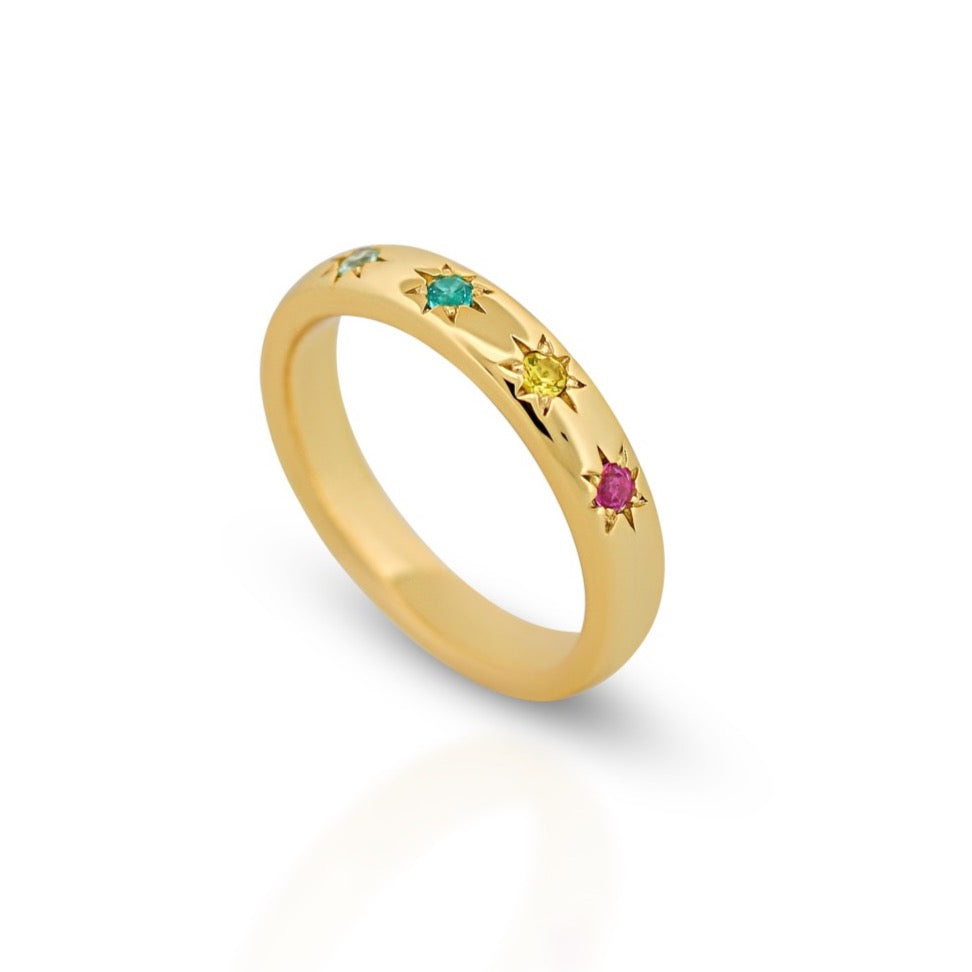 Rainbow Star Ring in Gold Plated Sterling Silver