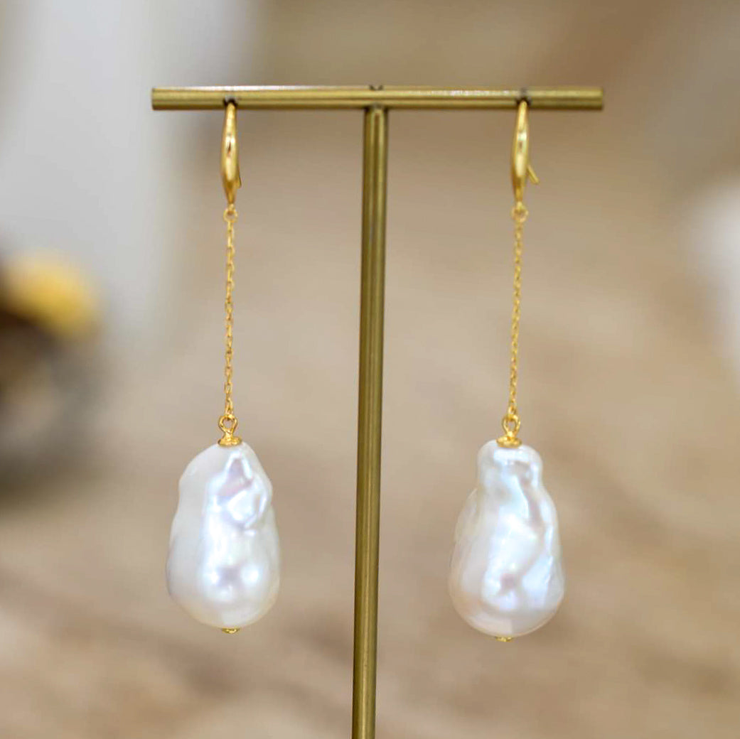 Fireball Pearl Chain Earrings