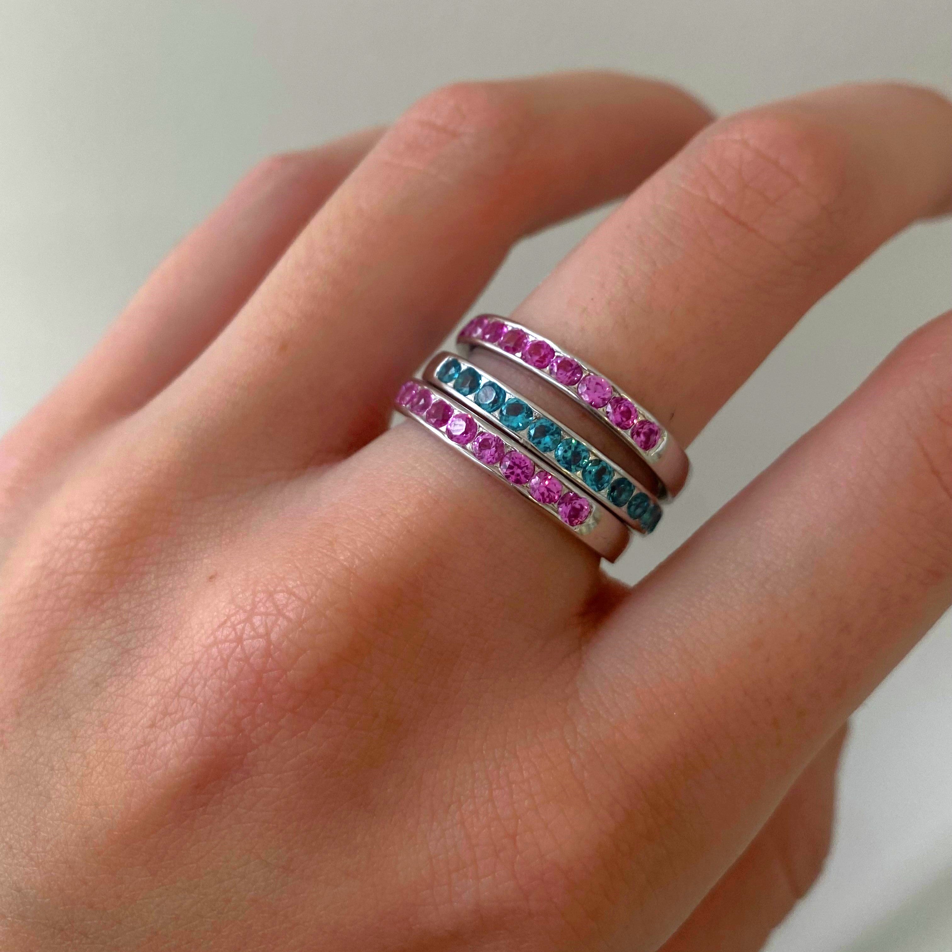 Sapphire Stack Ring in Sterling Silver - Mint